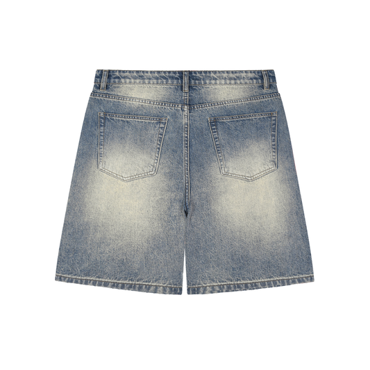 Men's NY Knicks Faded Distressed Baggy Denim Shorts