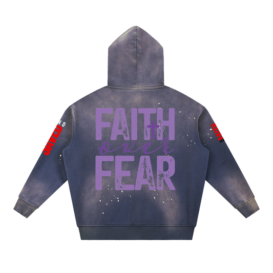 Men's Vintage Washed Frayed Fleece Hoodie