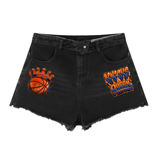 Women’s NY Knicks Vintage Wash High Rise Denim Shorts