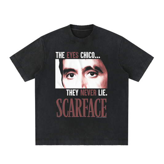 Men's Scarface Heavyweight Vintage Washed Frayed T-Shirt