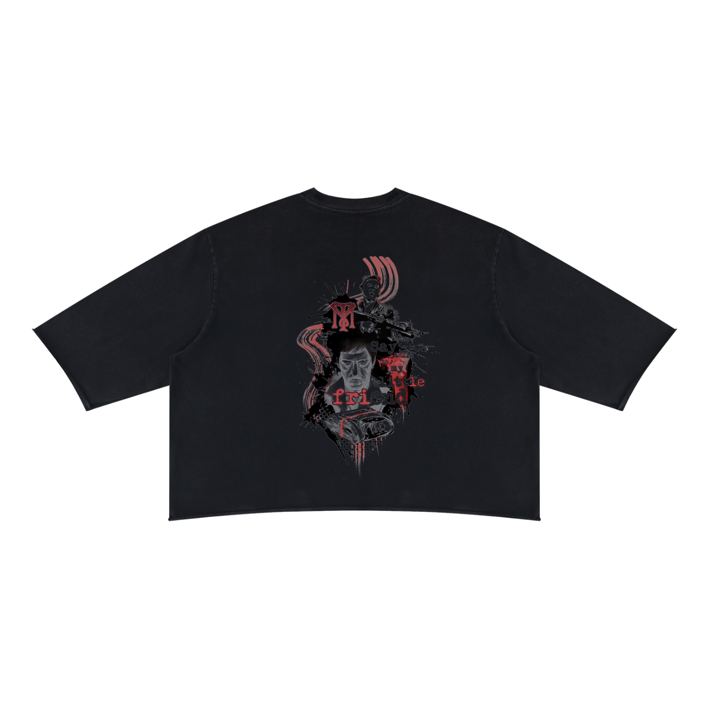 Men's Scarface Mineral Wash Raw Hem Boxy T-Shirt