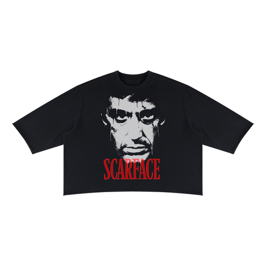 Men's Scarface Mineral Wash Raw Hem Boxy T-Shirt