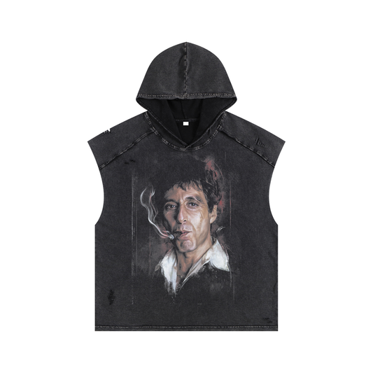 Men's Scarface Snow Washed Boxy Hooded Tank Top