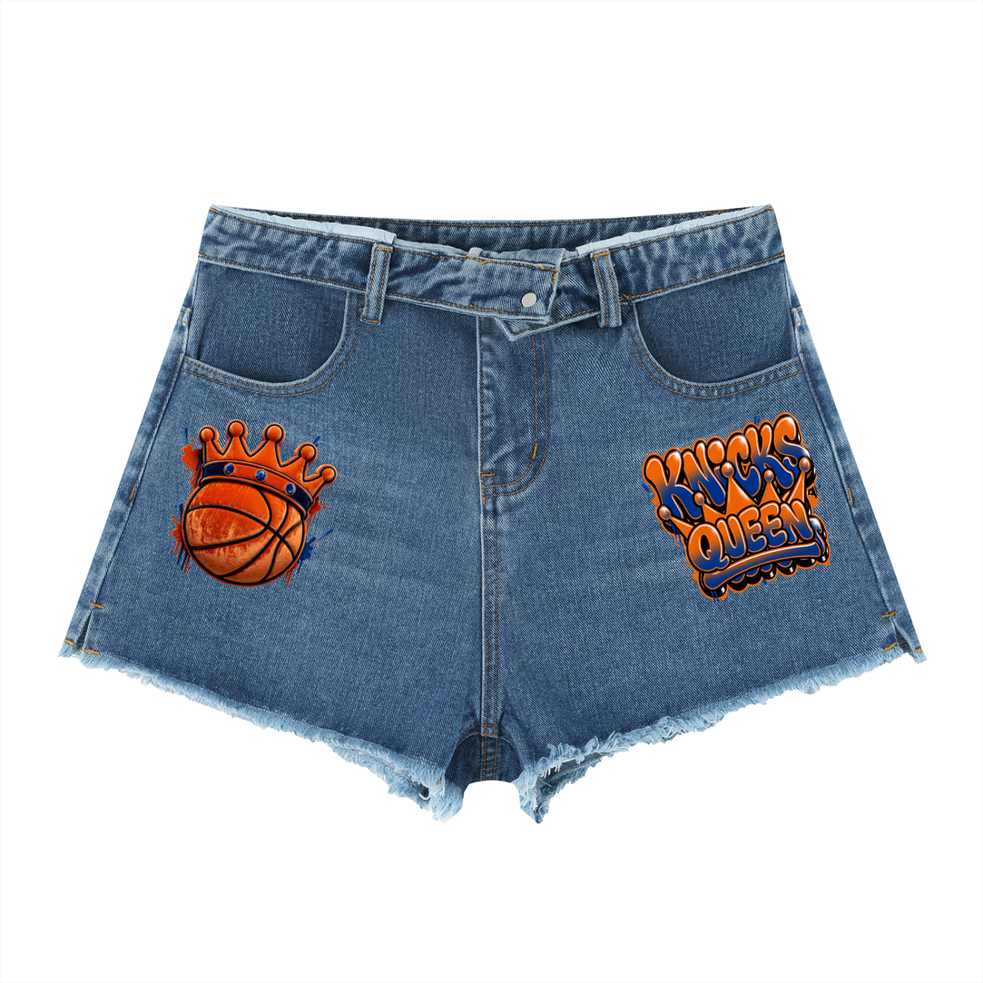 Women’s NY Knicks Vintage Wash High Rise Denim Shorts