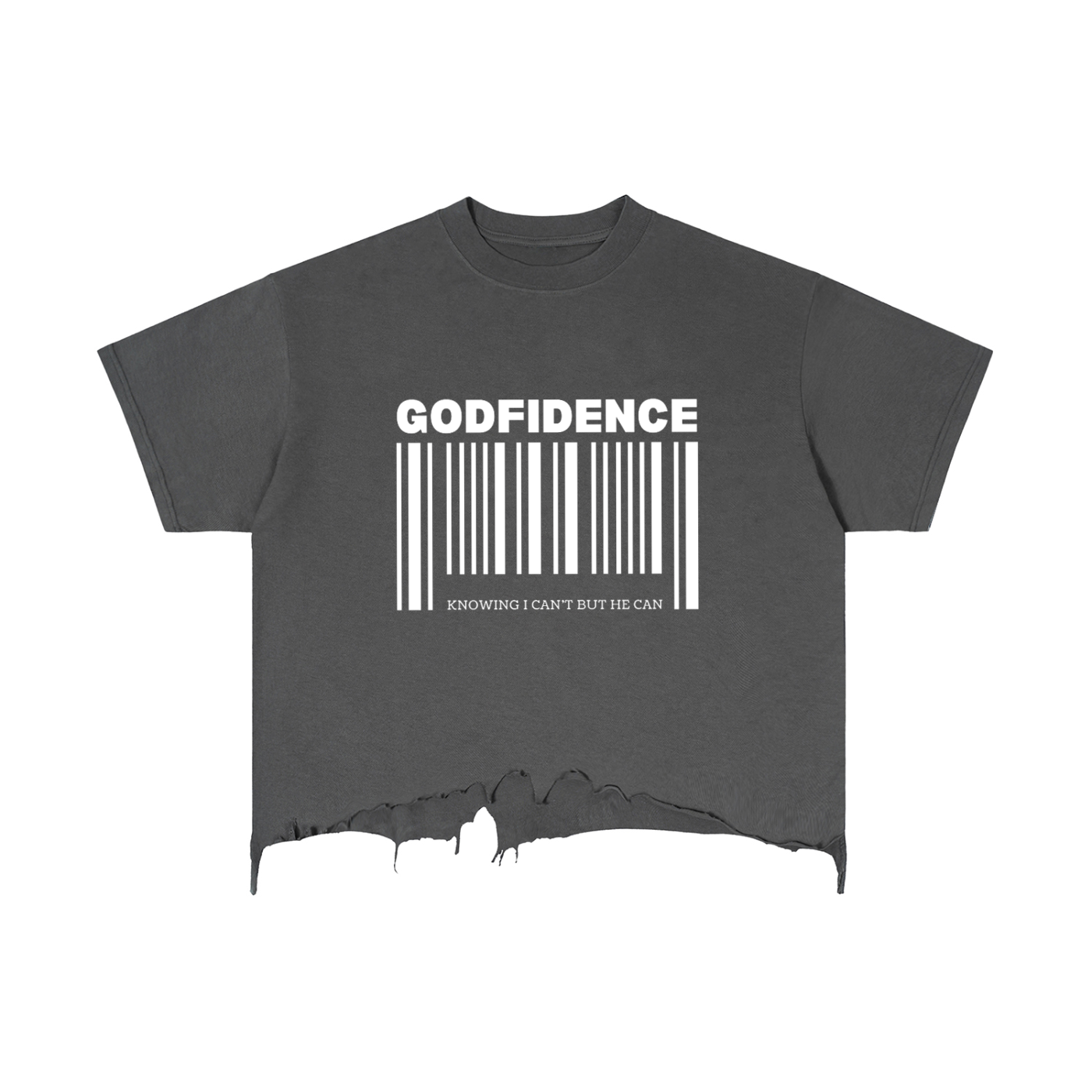 Men's Godfidence Vintage Wash Boxy Distressed Hem T-Shirt