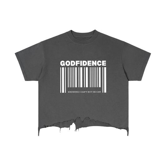 Men's Godfidence Vintage Wash Boxy Distressed Hem T-Shirt