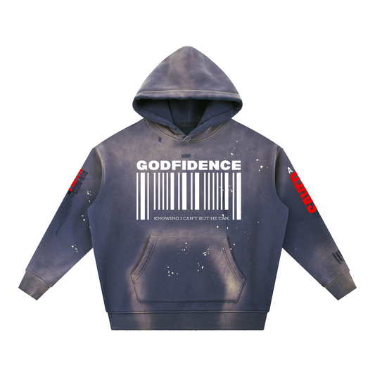 Men's Vintage Washed Frayed Fleece Hoodie